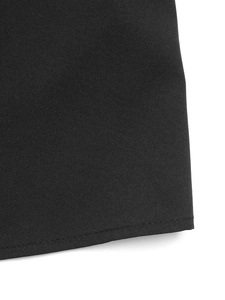 Close-up of black lace shirt fabric showing high-quality twill texture and neat stitching