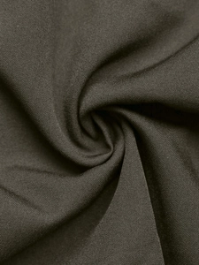 Macro view of high-quality dark olive lace shirt fabric with textured plain weave