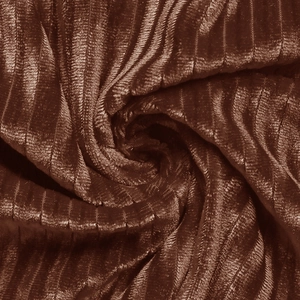 Gros plan du tissu en velours marron foncé montrant les détails des côtes verticales