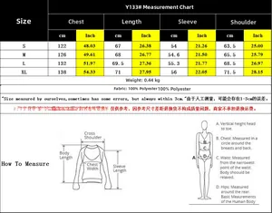Detailed size chart for loose color-block crewneck sweatshirt from S to XL in cm and inch