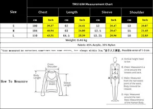 Tableau des tailles détaillé pour pull col V avec mesures S, M, L en cm et pouces