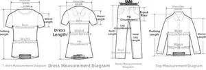 Detailed sizing chart and measurement guide for long sleeve tops and casual hoodies