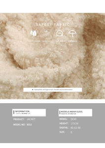 Détail de la texture douce en laine d'agneau beige avec spécifications de respirabilité