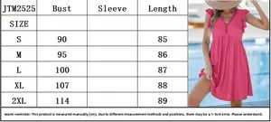 Guide des tailles pour robe à col en V avec mesures de buste et longueur de S à 2XL