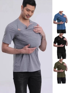 Camiseta de canguro para hombre para contacto piel con piel, top elástico en cuatro colores