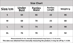 Size chart for leopard print lace lingerie set showing S to XL measurements in centimeters