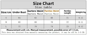 Detailed size chart for floral embroidery lingerie set showing measurements in cm and kg