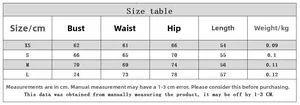 Guide des tailles pour body transparent à chaînes avec mesures buste, taille et hanches