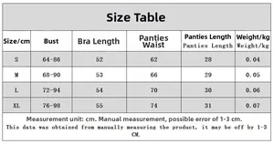 Size chart for neon green polka dot mesh lingerie set including bust and waist measurements