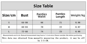 Tableau des tailles détaillé pour ensemble de lingerie brodé jaune avec mesures S, M et L