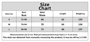 Detailed size chart with measurements for white lace bodysuit in cm for sizes S, M, L