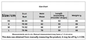 Detailed size chart for satin mesh bodysuit with measurements for bust waist and length
