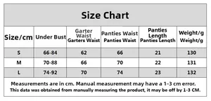 Tableau des tailles pour ensemble de lingerie brodé avec mesures pour tailles S, M et L
