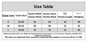 Tableau des tailles détaillé pour ensemble de lingerie brodé papillon 3D S-L