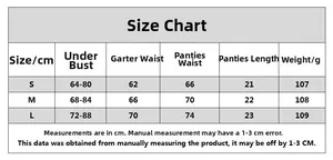 Tableau des tailles pour ensemble de lingerie brodée avec mesures pour les tailles S, M, L