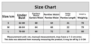 Detailed size guide table for pink lace lingerie set showing measurements in cm
