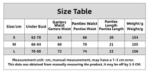 Guide des tailles détaillé pour ensemble de lingerie en mesh sexy avec mesures de taille