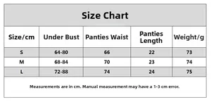 Size chart table for mesh lingerie set showing measurements for S, M, and L sizes