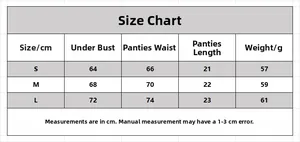 Size chart table for lace lingerie set showing measurements for S, M, and L sizes
