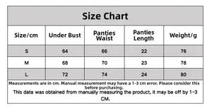 Size chart table for black mesh lingerie set with underbust and waist measurements