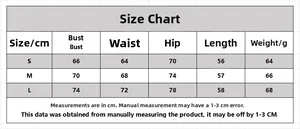 Size chart for floral embroidery backless bodysuit including bust, waist and hip dimensions