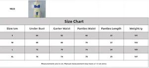 Tableau des tailles détaillé pour ensemble de lingerie en dentelle avec mensurations