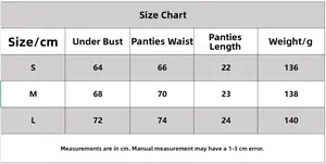 Lingerie size chart for white lace bra set including chest and waist measurements