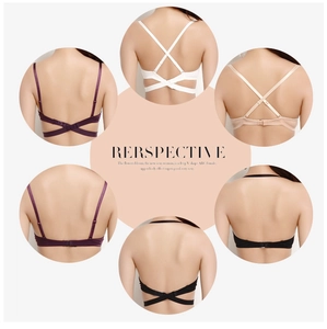 Vista dettagliata della schiena di reggiseni profondi con spalline incrociate e vari design