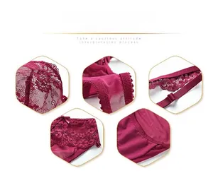 Détails de la dentelle florale bordeaux et du tissu en maille sur l'ensemble de lingerie