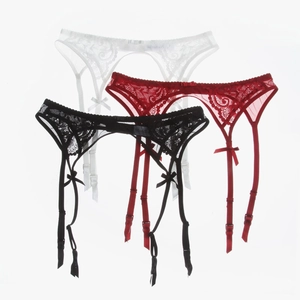 Porte-Jarretelles Sexy En Dentelle Florale Avec Bretelles Ajustables Et Nœud Décor Pour Bas Femme Lingerie Accessoires Mariage