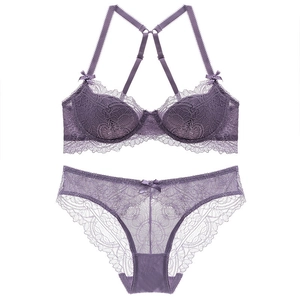 French Style Sexy Lace Push Up Bra And Panty Top And Bottom For Women Elegant Floral Embroidered Luxurious Lingerie Comfortable Underwear