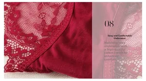 Détail de culotte en dentelle rouge avec doublure en coton de qualité pour le confort