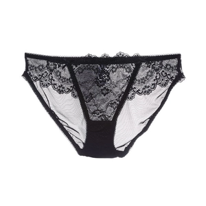 Culotte sexy en dentelle noire pour femmes avec tulle transparent et détails de nœuds