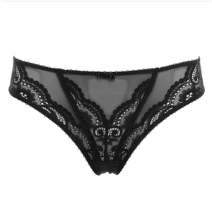 Culotte sexy en dentelle noire pour femme avec coupe en V et broderies florales élégantes