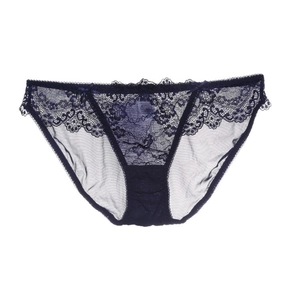 Culotte élégante en dentelle florale bleu marine avec petits nœuds décoratifs