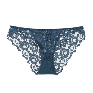 Women Sexy Lace Panties Sheer Floral Low Waist Breathable Lingerie Briefs With Bow Decor Soft Elegant Underwear