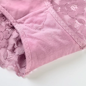 Lace panties for women in dusty rose with floral lace details and breathable cotton crotch