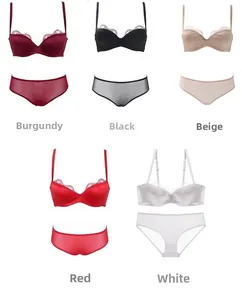 Lace Brautunterwäsche-Set mit BH und Slip in fünf eleganten Satinfarben