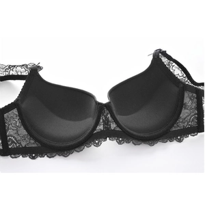 Elegant black lace push-up bra with floral patterns and supportive padded cups for women