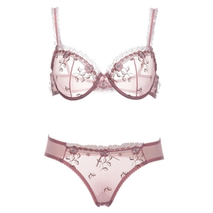 Intimo Donna in Stile Francese in Pizzo Reggiseno E Mutandine Sexy Ricamo Floreale Modellante Push-up Rete Traspirante