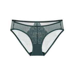 Culotte élégante en dentelle vert foncé avec broderie florale et mesh respirant