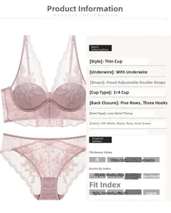 Detail view of dusty rose lace lingerie set with floral embroidery and mesh paneling