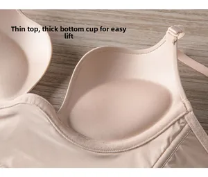 Detail of a beige push-up bra featuring graduated padding for a lifting effect