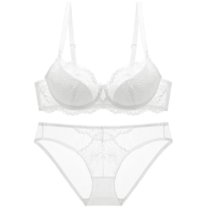 Ensemble de lingerie en dentelle blanche avec soutien-gorge respirant et culotte