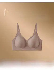 Detail of wire-free seamless bra with internal double lifting soft gel support strips