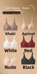 Selection of seamless wire-free bras in khaki, apricot, white, red, beige, and black