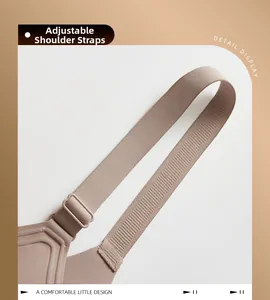 Detailed close-up of adjustable shoulder straps on a seamless nude wireless bra