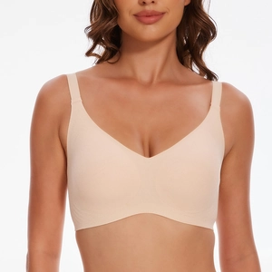 Women Seamless Wire-Free Bra Leaf Jacquard Pattern Push Up Supportive Bralette With Wide Straps And Back Closure