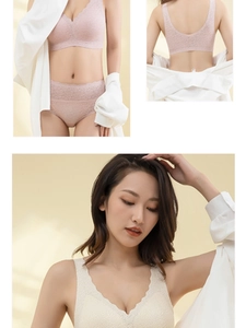 Detalle de conjunto bralette de encaje con cuello en V y braga alta con espalda en U