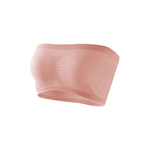 Detailed close-up of light lotus pink bandeau with fine vertical pleats and ribbed edges